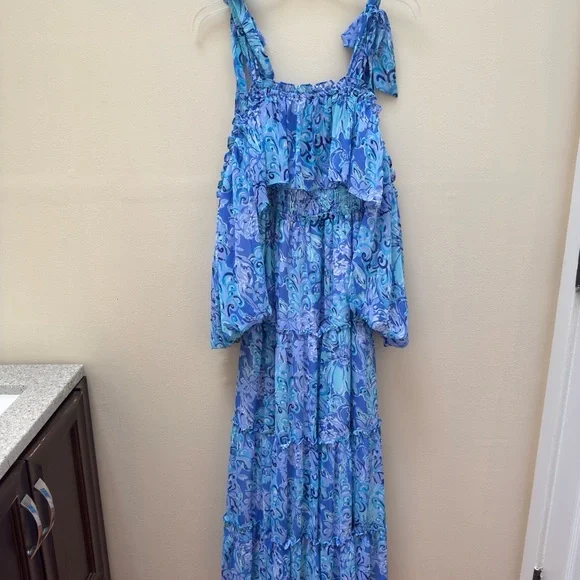 Lilly Pulitzer Leena Maxi Dress -Elegant Blue Maxi Dress with Flowing Silhouette - Picture 5 of 6